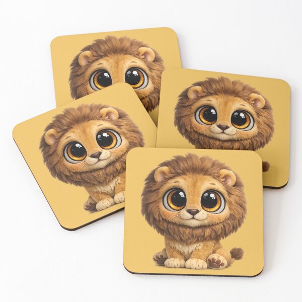 Item preview, Cute Big Eye Lion 3D Cartoon Kawaii Animal Icon designed and sold by StickyDelights.