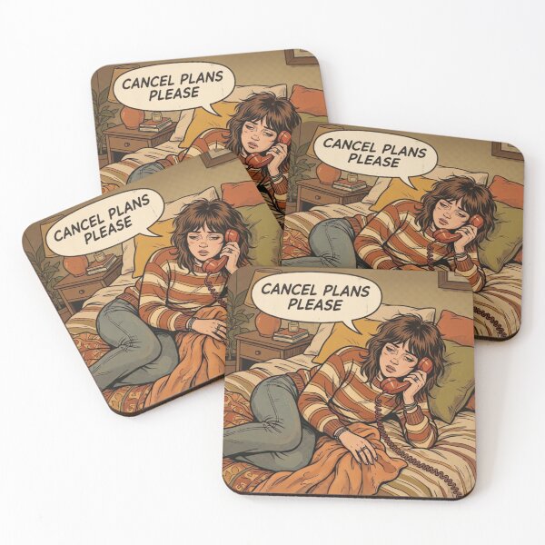 Item preview, Cancel Plans Please Vintage 70s Introvert Girl Cozy Retro Illustration designed and sold by urbinet.