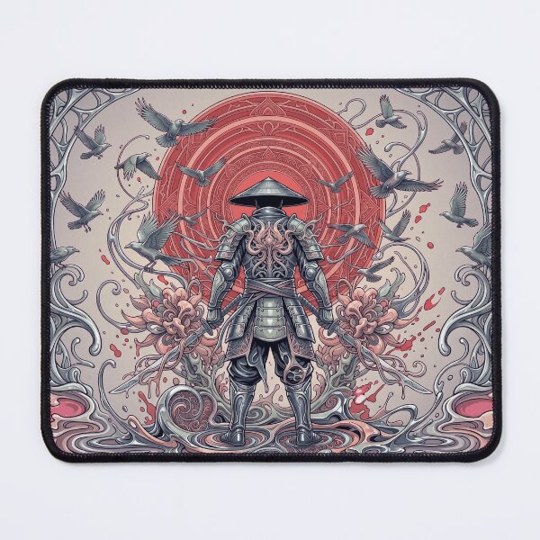 Item preview, Liquid Chrome Samurai Red Sun Ink Splatter designed and sold by MarCinu Art.