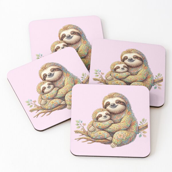 Item preview, Cute Sloth Hug Mom and Baby Animal Love Gift designed and sold by Zaru Art Studio.