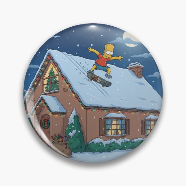 Item preview, Bart Skateboarding on Snowy Roof Christmas designed and sold by DohLab.