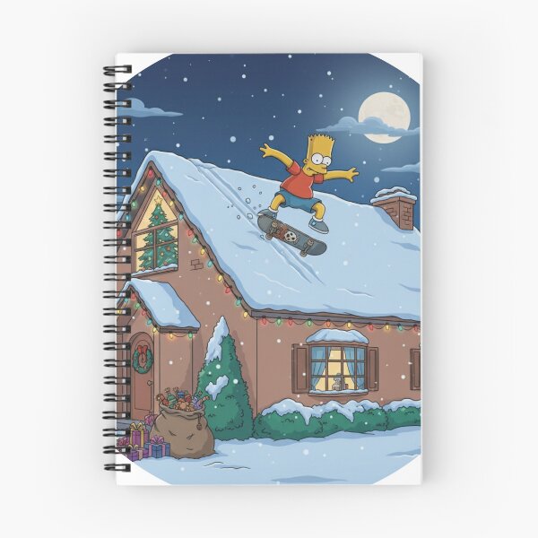 Item preview, Bart Skateboarding on Snowy Roof Christmas designed and sold by DohLab.