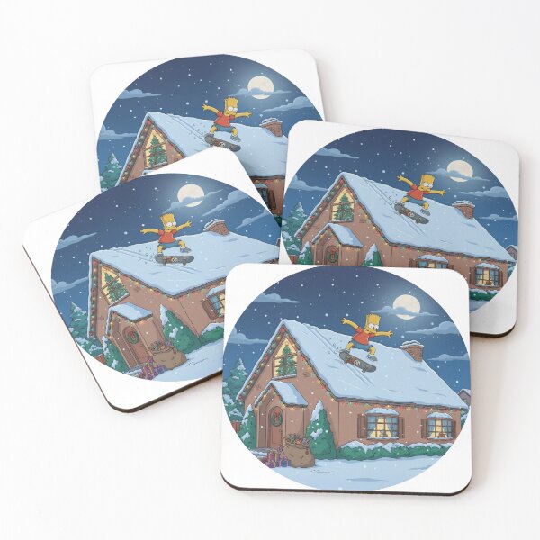 Item preview, Bart Skateboarding on Snowy Roof Christmas designed and sold by DohLab.