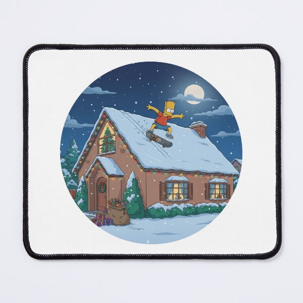 Item preview, Bart Skateboarding on Snowy Roof Christmas designed and sold by DohLab.