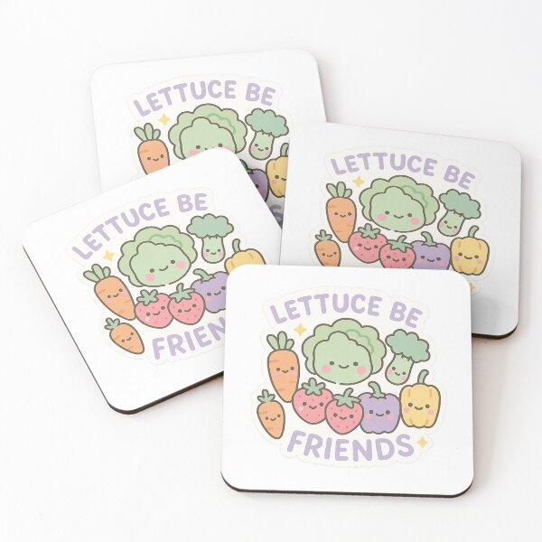 Item preview, Humorous Kawaii Vegan Food Sticker with Lettuce Be Friends Pun | Cute Plant-Based Illustration designed and sold by DrainedUwU.