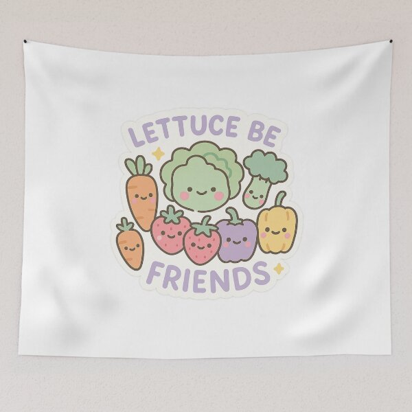 Item preview, Humorous Kawaii Vegan Food Sticker with Lettuce Be Friends Pun | Cute Plant-Based Illustration designed and sold by DrainedUwU.
