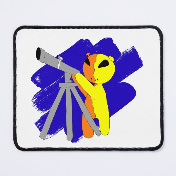 Item preview, Alien Stargazing with Telescope – Cute Space Illustration designed and sold by Aunty Riah Studios.