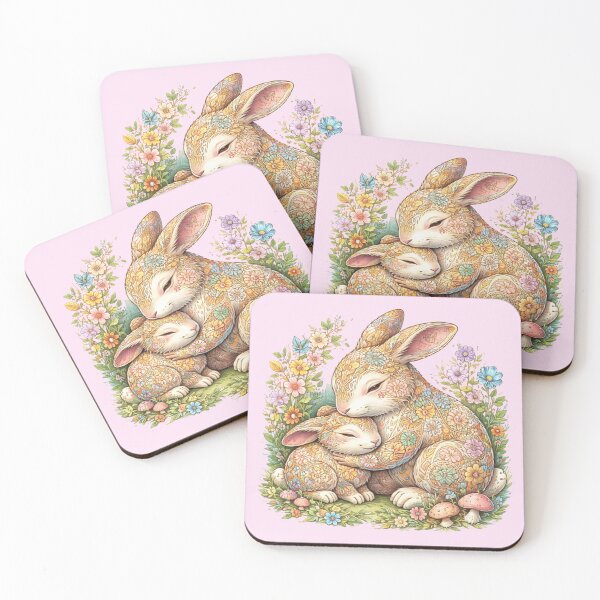 Item preview, Cute Bunny Mom and Baby Floral Mother’s Day Gift designed and sold by Zaru Zentangle Studio.