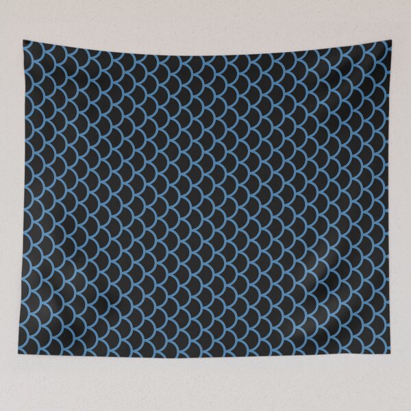 Item preview, Black And Steel Blue Fish Scales Pattern designed and sold by pattern-archive.