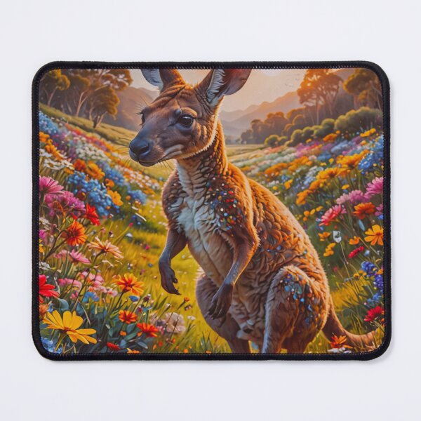 Item preview, Sunset Kangaroo in Wildflower Meadow Art Print – Vibrant Australian Wildlife Wall Decor designed and sold by BeautifulVirtues.