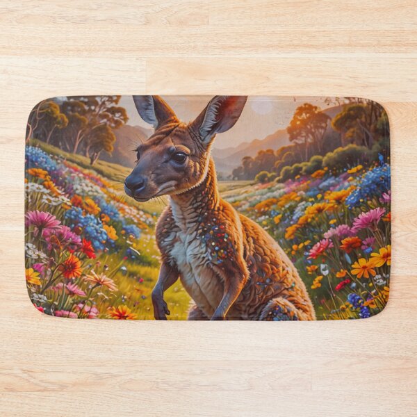 Item preview, Sunset Kangaroo in Wildflower Meadow Art Print – Vibrant Australian Wildlife Wall Decor designed and sold by BeautifulVirtues.
