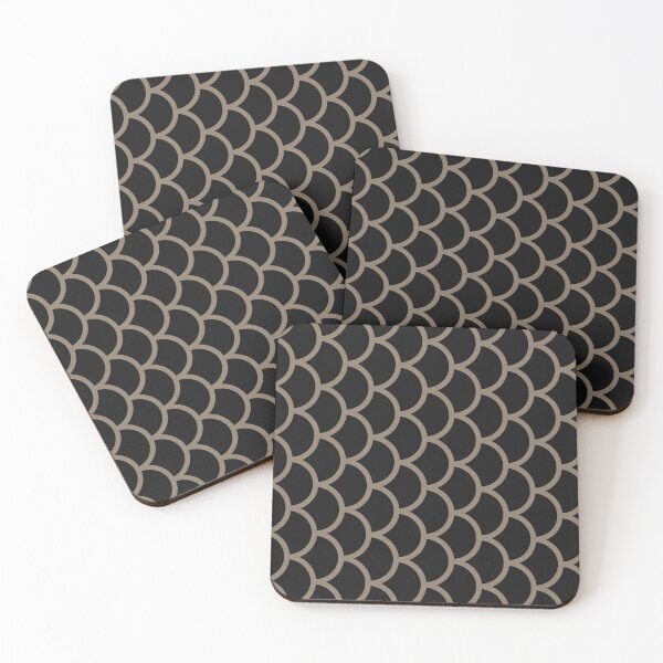 Item preview, Black And Taupe Fish Scales Pattern designed and sold by pattern-archive.