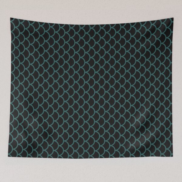 Item preview, Black And Teal Fish Scales Pattern designed and sold by pattern-archive.
