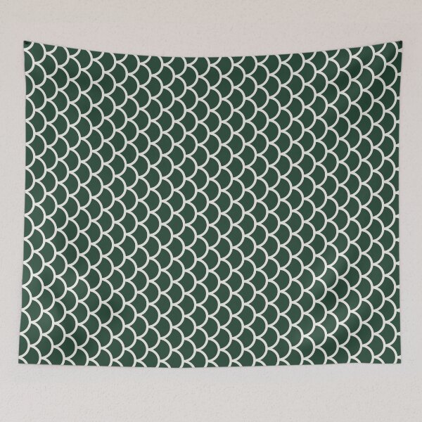 Item preview, Green And Cream Fish Scales Pattern designed and sold by pattern-archive.