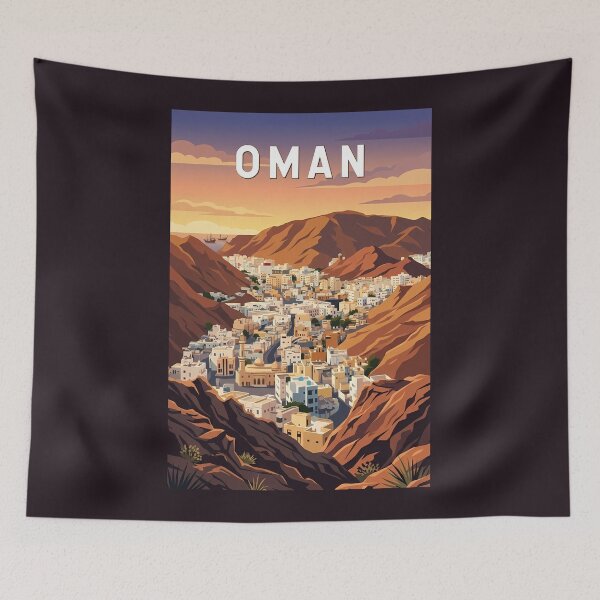 Artikelvorschau, Oman Illustration Reisekunst Vintage entworfen und verkauft von KrisSidDesigns.