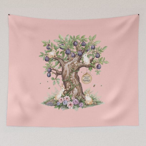 Item preview, The Fig & Folly Orchard - Whimsical Fig Tree and Garden Rabbits designed and sold by The-HistoryGirl.