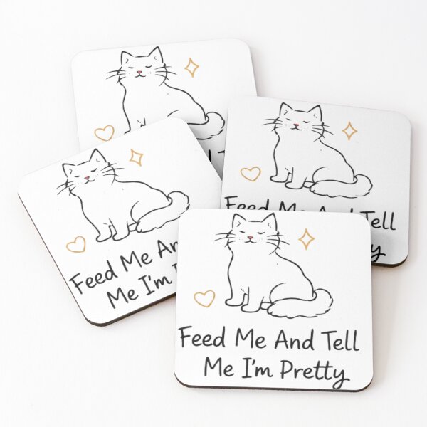 Item preview, Funny Cat Quote “Feed Me And Tell Me I’m Pretty” Cute Cat Design designed and sold by  twoSevenfour Gifts.