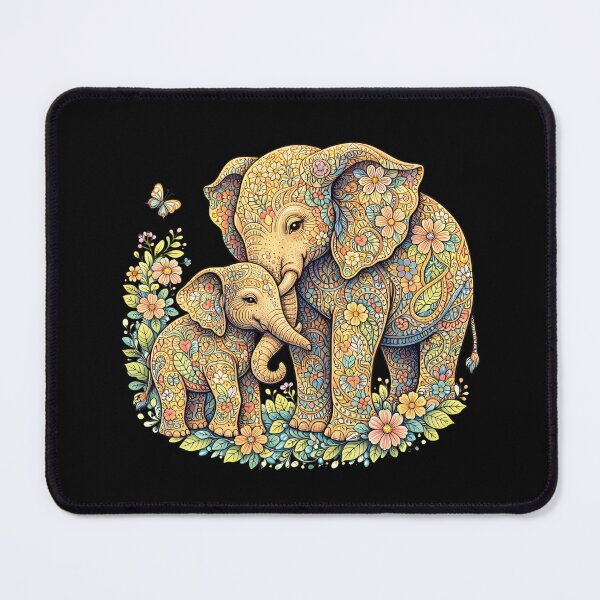 Item preview, Elephant Mom and Baby Cute Mother’s Day Gift designed and sold by Zaru Zentangle Studio.