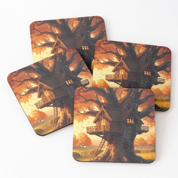 Item preview, Cozy Autumn Treehouse – Warm Cottagecore Fall Forest Art designed and sold by Goca Shop.
