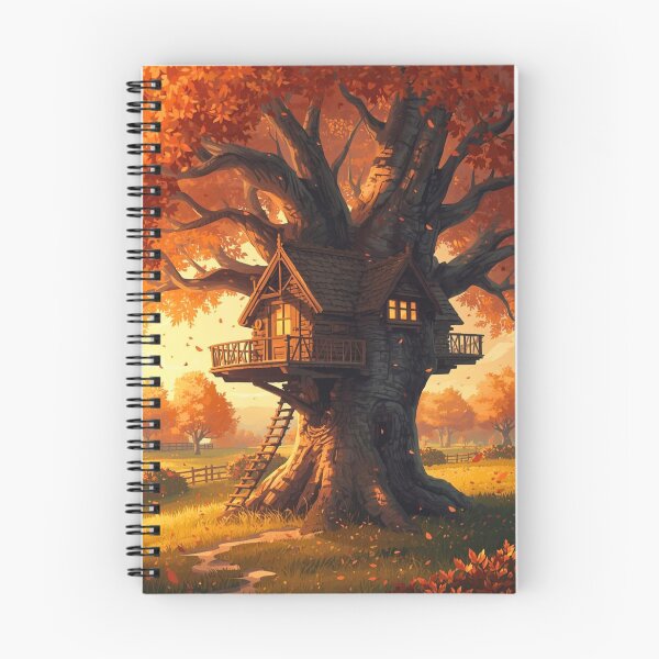 Item preview, Cozy Autumn Treehouse – Warm Cottagecore Fall Forest Art designed and sold by Goca Shop.
