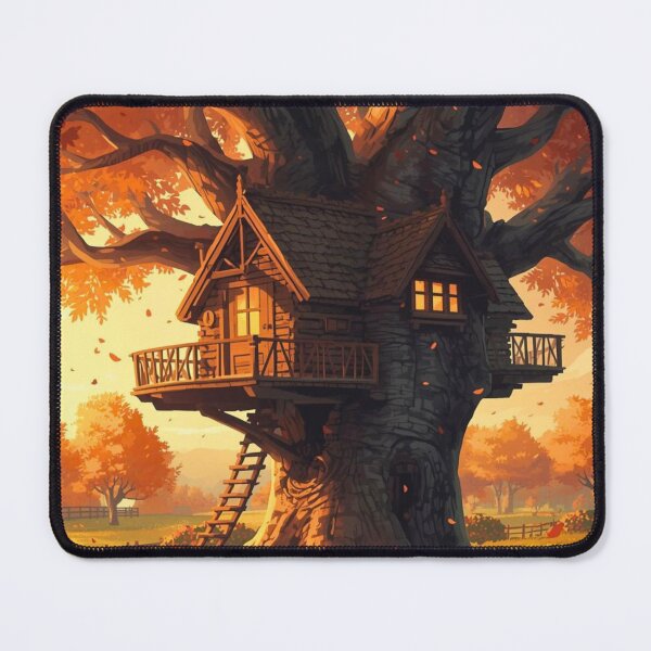 Item preview, Cozy Autumn Treehouse – Warm Cottagecore Fall Forest Art designed and sold by Goca Shop.