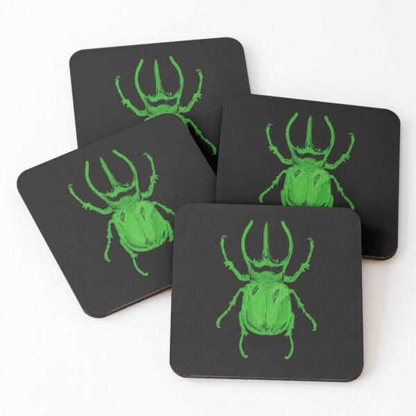 Item preview, Green Neon Rhino Beetle Dark Aesthetic Art designed and sold by ghostieking.