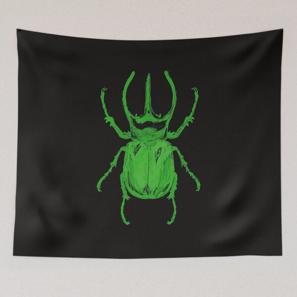 Item preview, Green Neon Rhino Beetle Dark Aesthetic Art designed and sold by ghostieking.