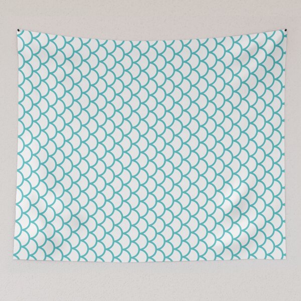 Item preview, White And Aqua Fish Scales Pattern designed and sold by pattern-archive.