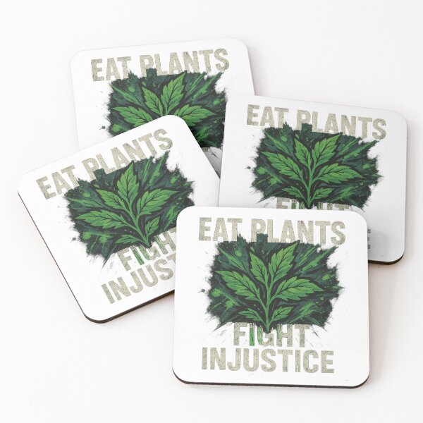 Item preview, Gritty Urban Street Art Poster Featuring Vegan Activism Scene with 'Eat Plants, Fight Injustice' Message designed and sold by DrainedUwU.