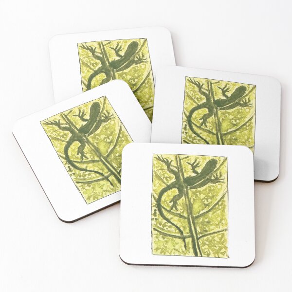 Item preview, Cute Hand Painted Lizard Chilling on a green Leaf Watercolor designed and sold by a.dadash.