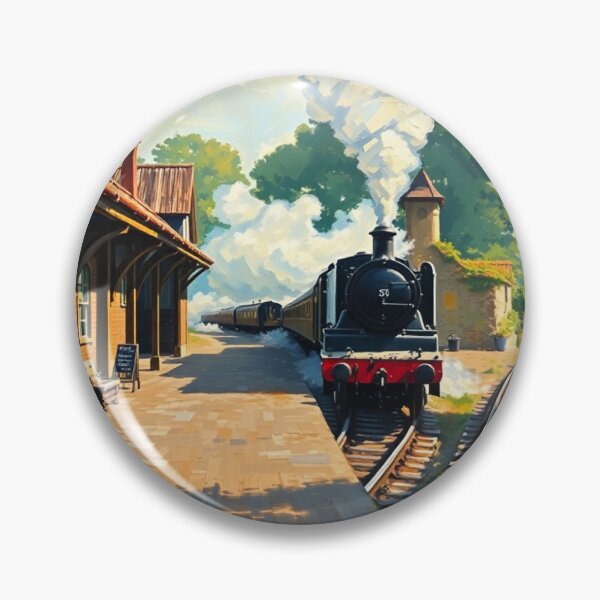 Item preview, Abbotsbury railway station and a steam train. designed and sold by oldMastersofart.