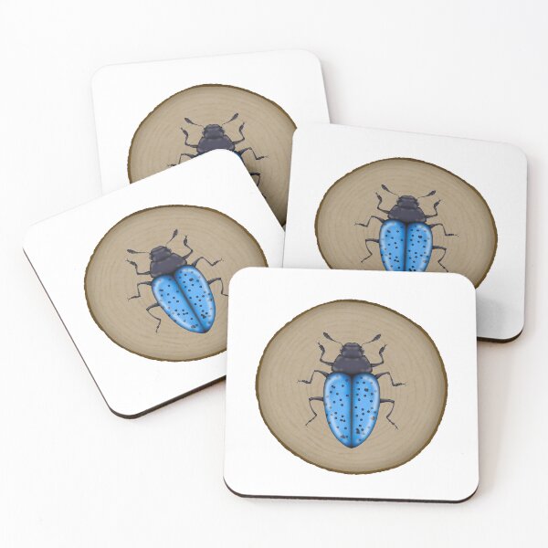 Item preview, Blue Fungus beetle on a log designed and sold by Upbeat-Cryptid.