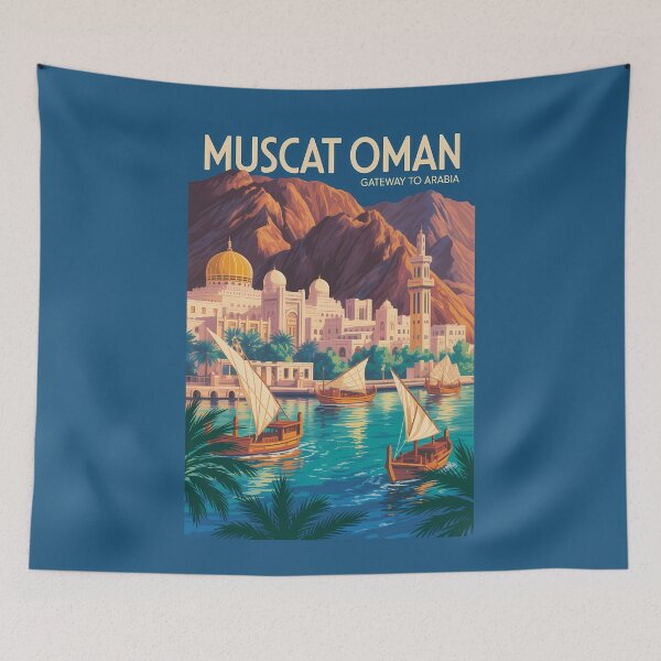 Item preview, Muscat Oman Illustration Travel Art Vintage designed and sold by KrisSidDesigns.