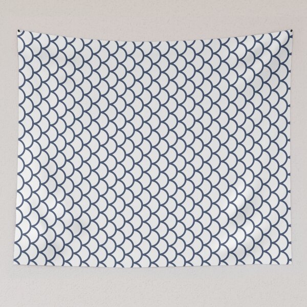 Item preview, White And Blue Fish Scales Pattern designed and sold by pattern-archive.