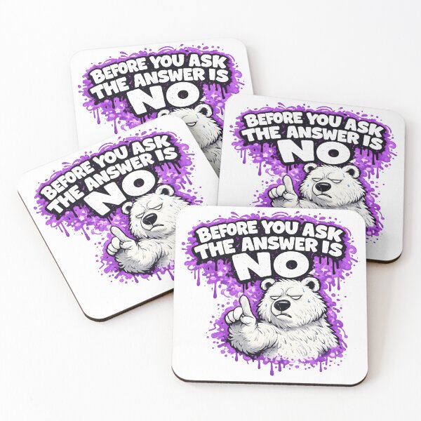 Item preview, Funny Sassy Polar Bear “Before You Ask The Answer Is NO” – Cute Graffiti Bubble Sticker designed and sold by MimiSabu.
