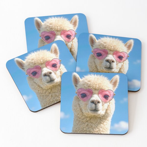 Item preview, Alpaca Wearing Pink Heart Glasses designed and sold by Maria Dryfhout.