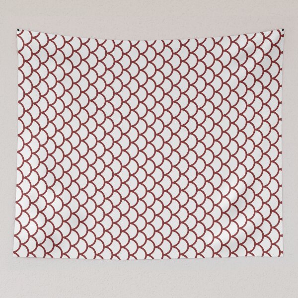Item preview, White And Brick Red Fish Scales Pattern designed and sold by pattern-archive.