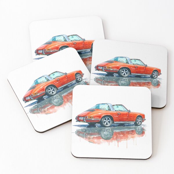 Item preview, Pintura en acuarela del Porsche 911 Targa rojo vintage designed and sold by blackdogshop.