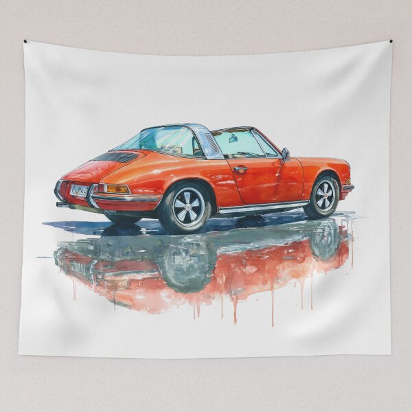 Item preview, Vintage Red 911 Targa Watercolor painting designed and sold by blackdogshop.