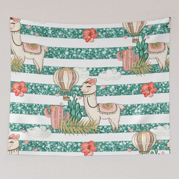 Item preview, Whimsical Llama Adventure – Seamless Glitter Pattern designed and sold by MyTutina.