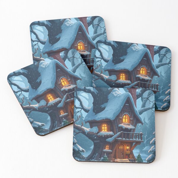 Item preview, Cozy Winter Treehouse – Snowy Forest Cottagecore Art designed and sold by Goca Shop.