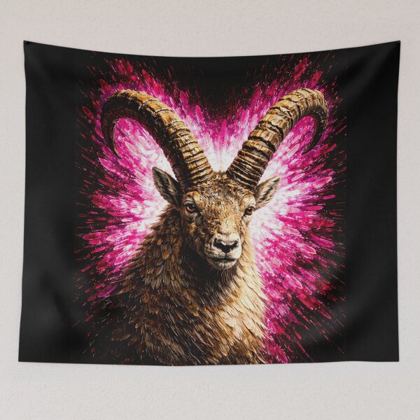 Item preview, Majestic Ibex Portrait In Magenta Light Burst designed and sold by Vista Atelier.