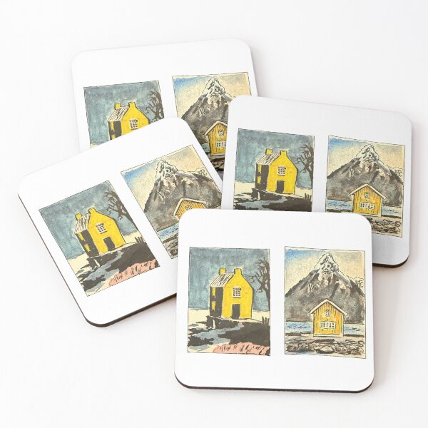 Item preview, Hand Painted Two yellow houses in watercolor landscape designed and sold by a.dadash.