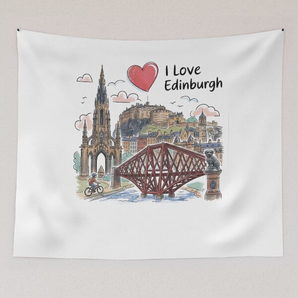 Item preview, Edinburgh City Landmarks Illustration - Scottish Castle and Scott Monument designed and sold by Loom on the Loch.
