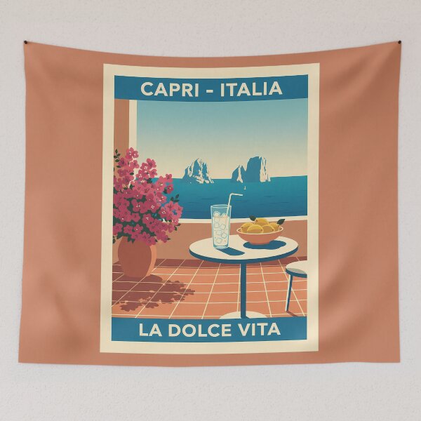 Item preview, Vintage Capri Italy Travel Poster - La Dolce Vita Amalfi Coast Summer Art designed and sold by RBCTk.
