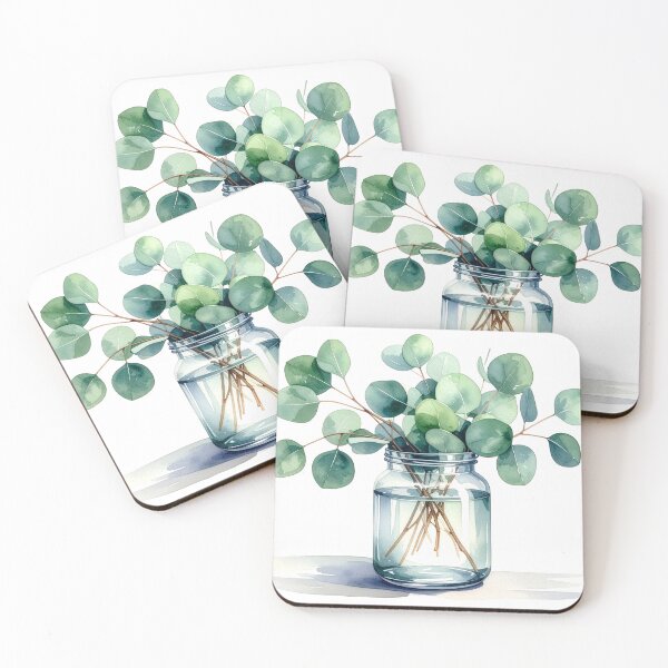 Item preview, Eucalyptus in Glass Jar Minimal Botanical Art designed and sold by Rutvain.