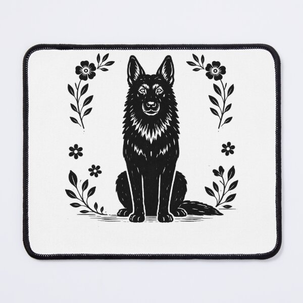 Item preview, German Shepherd Cute Floral T-Shirt, Dog Lover Gift, Minimal Black and White Pet Design designed and sold by ZEBBEDE - Minimal Streetwear .