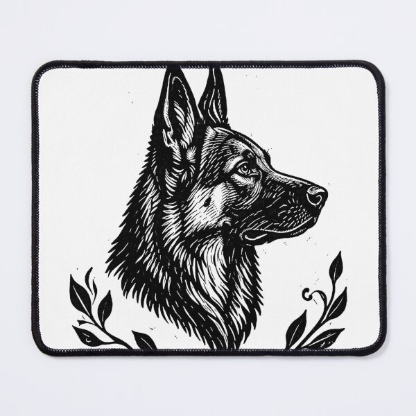 Item preview, German Shepherd Minimal T-Shirt, Dog Lover Gift, Black and White Pet Illustration designed and sold by ZEBBEDE - Minimal Streetwear .