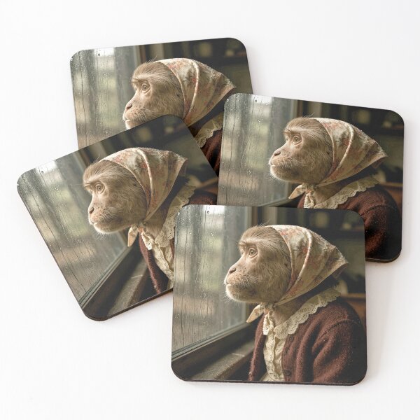 Item preview, Monkey Staring out of Window with Raindrops designed and sold by Maria Dryfhout.