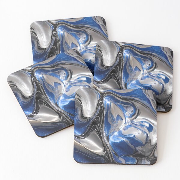 Item preview, Captivating Fluid Motions Vibrant Blue Silver Tones designed and sold by ART ATTACK ZONE.